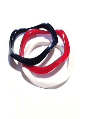 70s-80s red, white, blue wavy plastic bangle bracelets